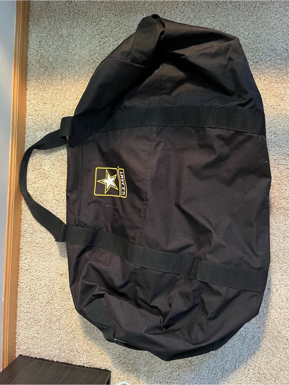 U.S. Army Black Duffel Bag with Yellow Logo
